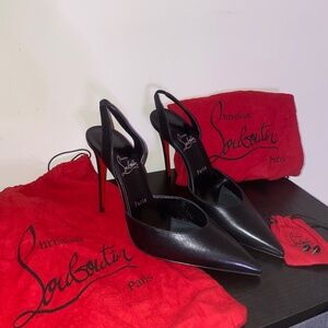 Christian Louboutin Women Black 100mm O Kate Slingback Leather